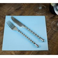 Baby Blue Disposable Napkins 40cm Linen Feel Luxury Airlaid Paper Pack of 50