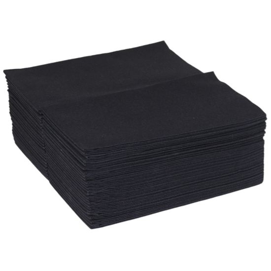 Black 40cm 8-Fold Linen Feel Luxury Airlaid Paper Napkins Pack of 50