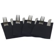 Black Pocket Napkins Linen Feel Airlaid DIsposable 40cm Pack of 50