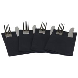 Black Pocket Napkins Linen Feel Airlaid DIsposable 40cm Pack of 50