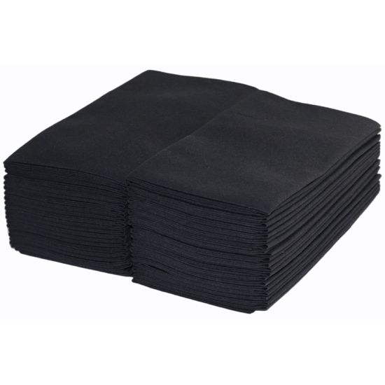 Black Luxury Linen Feel Airlaid Paper Pocket Napkins 40cm Pack of 50 Black Luxury Linen Feel Airlaid Paper Pocket Napkins 40cm Pack of 50