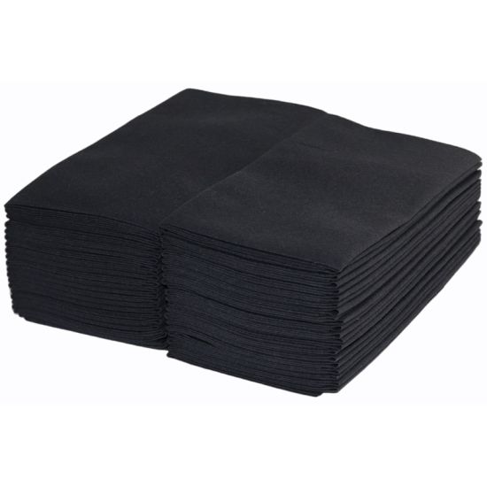 Black Luxury Linen Feel Airlaid Paper Pocket Napkins 40cm Pack of 50