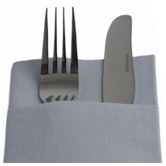 Grey Pocket Napkins Luxury Linen Feel Airlaid Paper 40cm Pack of 50