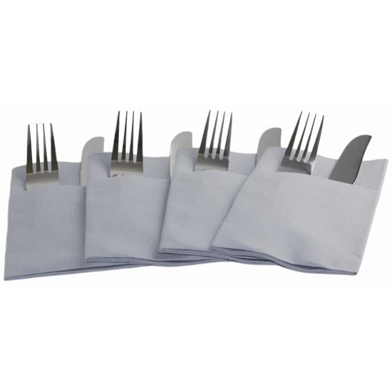 Grey Pocket Napkins Luxury Linen Feel Airlaid Paper 40cm Pack of 50