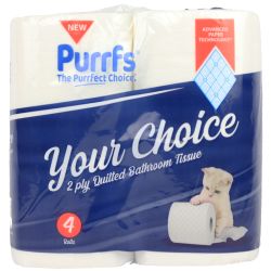 Quilted Toilet Tissue Paper Roll 2ply White Pack of 40