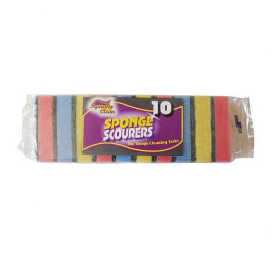 Multi Coloured Sponge Scourers - Pack Of 10 CAT3000