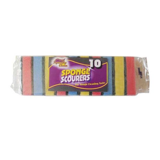 Multi Coloured Sponge Scourers - Pack Of 10 CAT3000 Multi Coloured Sponge Scourers - Pack Of 10 CAT3000