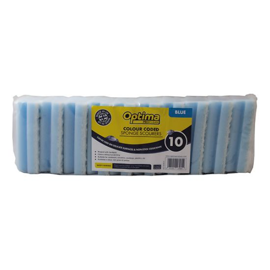 Blue Non-Scratch Sponge Scourers - Pack Of 10 CAT3008 Blue Non-Scratch Sponge Scourers - Pack Of 10 CAT3008