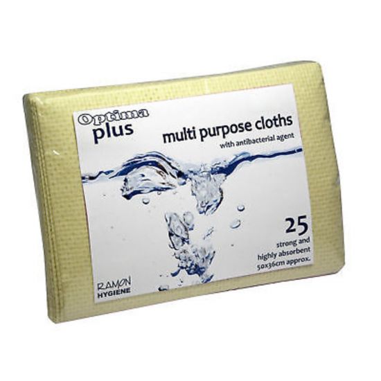 Yellow Anti-Bacterial Multi-Purpose Absorbent Cloths - Pack Of 25 GW5013