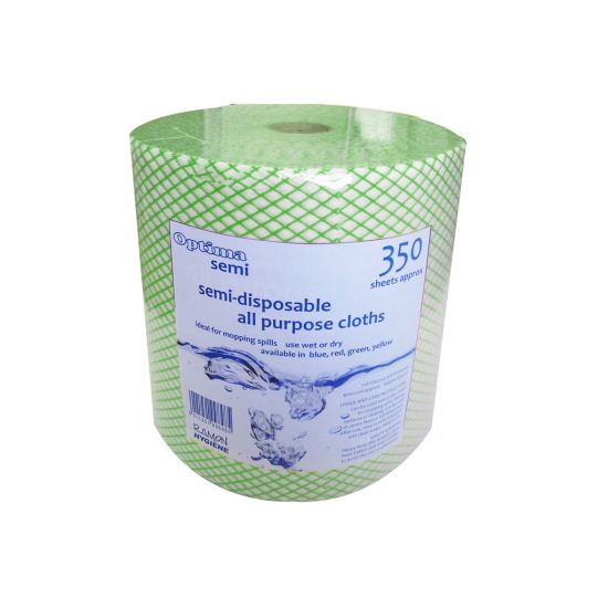 Green All Purpose Non-Woven Lightweight Cloths On A Roll - 350 Sheet GW5021