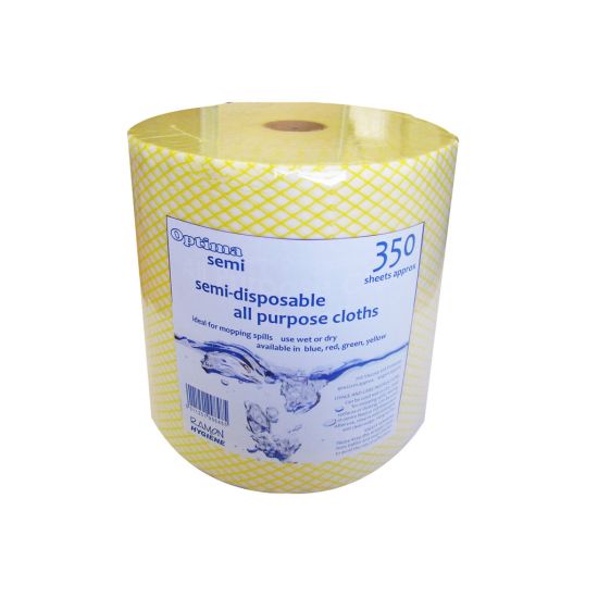 Yellow All Purpose Non-Woven Lightweight Cloths On A Roll - 350 Sheet GW5023