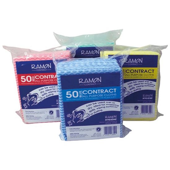Contract Blue All Purpose Non-Woven Lightweight Cloths - Pack Of 50 GW5028