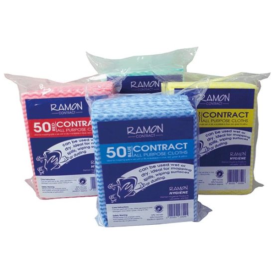 Contract Blue All Purpose Non-Woven Lightweight Cloths - Pack Of 50 GW5028