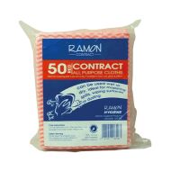 Contract Red All Purpose Non-Woven Lightweight Cloths - Pack Of 50