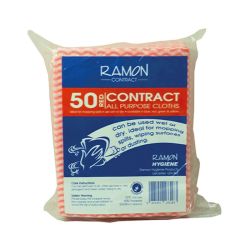 Contract Red All Purpose Non-Woven Lightweight Cloths - Pack Of 50