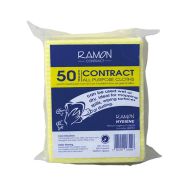 Contract Yellow All Purpose Non-Woven Lightweight Cloths - Pack Of 50