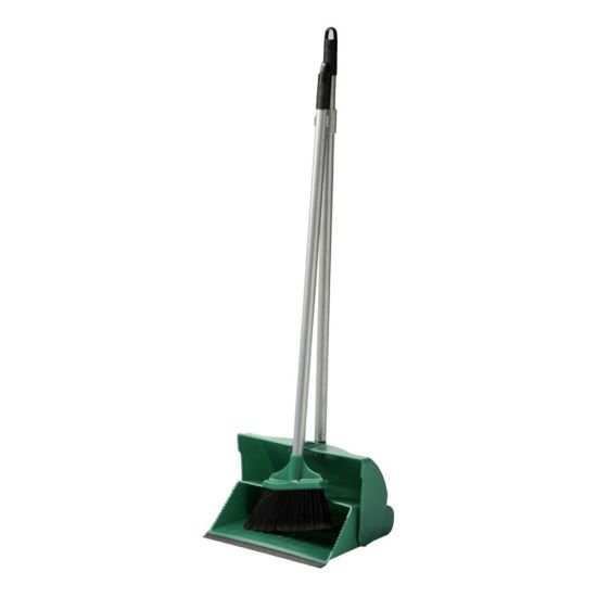 Green Long Handled Lobby Dust Pan & Brush Set JE1042