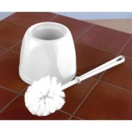 White Round Enclosed Toilet Brush & Holder Set