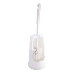 White Tall Semi Enclosed Toilet Brush & Holder Set