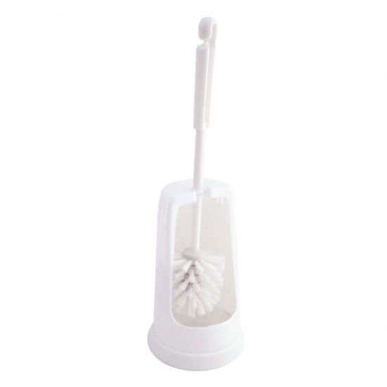 White Tall Semi Enclosed Toilet Brush & Holder Set JE7008