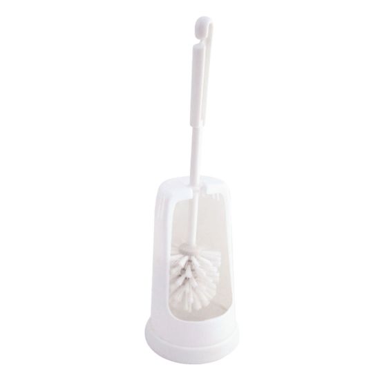 White Tall Semi Enclosed Toilet Brush & Holder Set JE7008