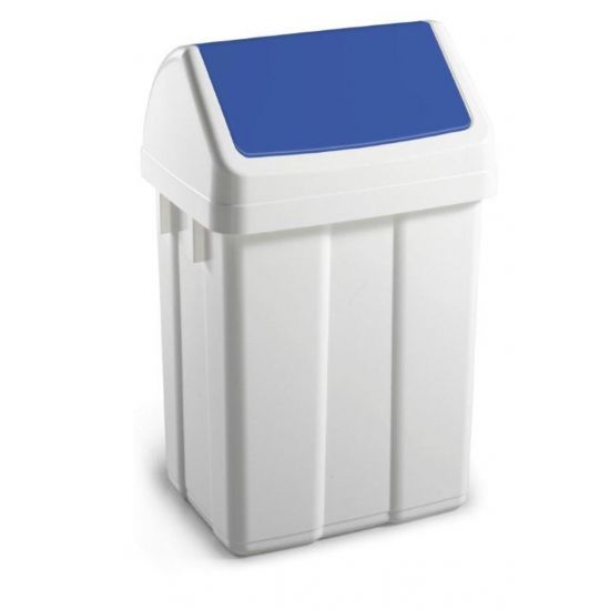 50 Litre White Swing Bin With Blue Colour Coded Lid WM2008