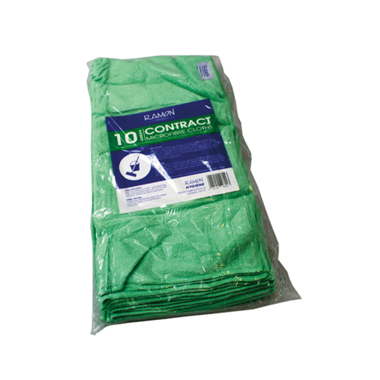 Contract Green Microfibre General Purpose Cloth - Pack Of 10 GW4011 Contract Green Microfibre General Purpose Cloth - Pack Of 10 GW4011