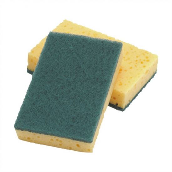 Large Green & Yellow Sponge Scourers - Pack Of 10 CAT3004