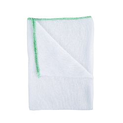 Heavy Duty White Dishcloth - Green Colour Coded Border - Pack Of 10