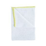 Heavy Duty White Dishcloth - Yellow Colour Coded Border - Pack Of 10