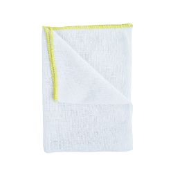 Heavy Duty White Dishcloth - Yellow Colour Coded Border - Pack Of 10