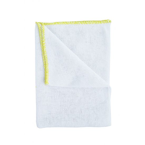 Heavy Duty White Dishcloth - Yellow Colour Coded Border - Pack Of 10 GW2013