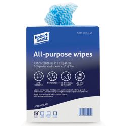 Blue All Purpose Anticbacterial Cloth - Roll of 200 in a Portable Dispenser