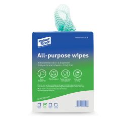 Green All Purpose Anticbacterial Cloth - Roll of 200 in a Portable Dispenser