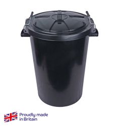 90lt Polypropylene Black Dustbin With Clasp Handles