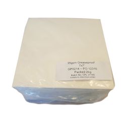 White 7x7 Inch Pizza Box Liner - 2kg Pack