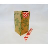 195 x 5mm Red And White Paper Straw Pack Of 250 Pack of 250