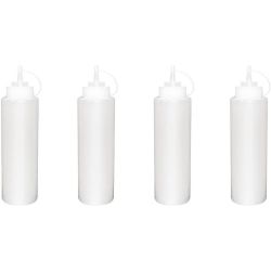 Clear Squeezy Sauce Bottle 8oz - Pack of 4 - Squeeze bottle for Oils and Sauces Clear Squeezy Sauce Bottle 8oz - Pack of 4 - Squeeze bottle for Oils and Sauces