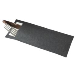 Europochette Black Cutlery Pouch with White Napkin - Pack of 500