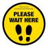 Please Wait Here with Symbol Social Distancing Floor Graphic - 200mm