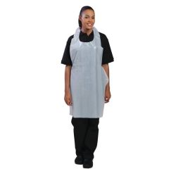 Disposable Polythene Bib Aprons White (Pack Of 100)