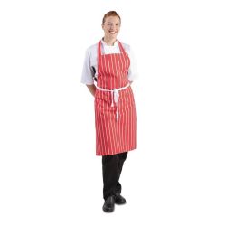 Whites Bib Apron  Red And White Stripe
