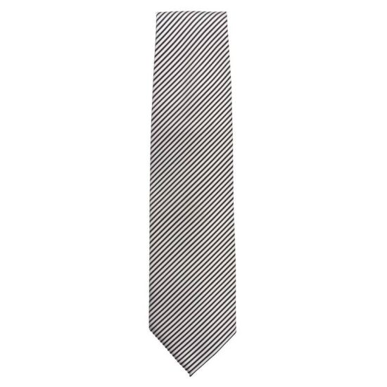 Uniform Works Tie Silver And Black Fine Stripe URO A886