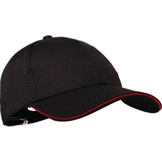 Colour By Chef Works Cool Vent Baseball Cap Black With Red URO A945