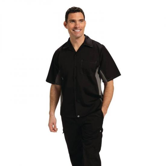Colour By Chef Works Unisex Contrast Shirt Black And Grey L URO A948-L