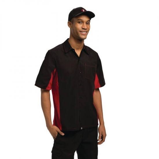 Colour By Chef Works Unisex Contrast Shirt Black And Red L URO A952-L