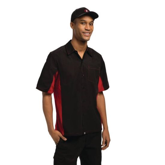 Colour By Chef Works Unisex Contrast Shirt Black And Red S URO A952-S Colour By Chef Works Unisex Contrast Shirt Black And Red S URO A952-S