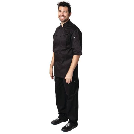 Chef Works Montreal Cool Vent Unisex Chefs Jacket Black L URO B054-L