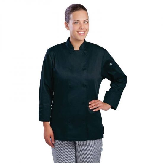 Chef Works Marbella Womens Executive Chefs Jacket Black 2XL URO B137-XXL
