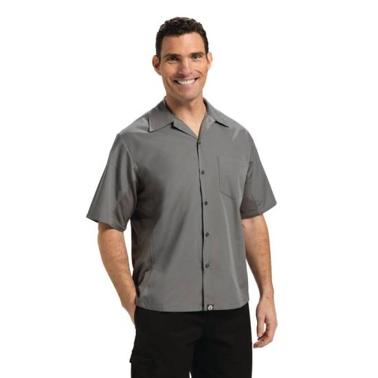 Chef Works Unisex Cool Vent Chefs Shirt Grey S URO B179-S Chef Works Unisex Cool Vent Chefs Shirt Grey S URO B179-S